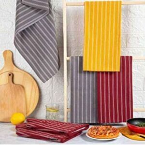 Kitchen Dish Towels 3 Pack Set Tea Towels Harorbay Yellow, Red, Gray Striped NEW
